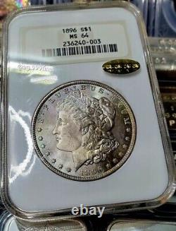 1896 P Morgan Silver Dollar NGC MS-64 Star Designation Toned Colorful CAC Fatty