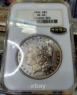 1896 P Morgan Silver Dollar NGC MS-64 Star Designation Toned Colorful CAC Fatty