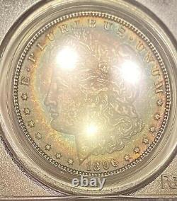1896-P Morgan Silver Dollar PCGS-MS64 VAM 19 8 in Denticle Rainbow Toning #10251