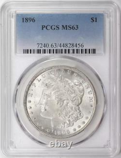 1896-p Silver Morgan Dollar Pcgs Choice-bu Ms-63 Clear & Bright Highest-grades