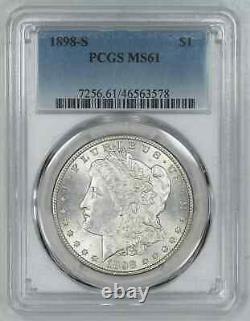 1898 S Morgan Silver Dollar $1 Pcgs Certified Ms 61 Mint State Unc (578)