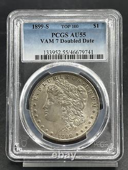 1899-S Morgan Silver Dollar, PCGS AU-55 (VAM7) Double Date