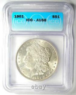 1901 Morgan Silver Dollar $1 Certified ICG AU58 Rare 1901-P $1,380 Value