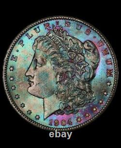 1904-O Morgan Dollar PCGS MS65 Burlap Bank Bag Vibrant Rainbow Toned VAM 4B