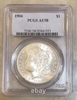1904-P Morgan Silver Dollar PCGS AU58 Blast White