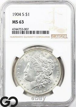 1904-S Morgan Silver Dollar Silver Coin NGC MS 63 Blast White Better Date