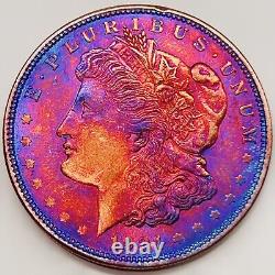 1921 AU+ Rainbow Toned Morgan Silver Dollar Vivid Colors AT 35