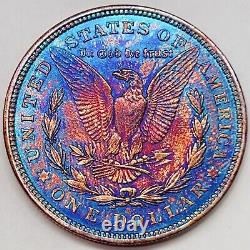 1921 AU+ Rainbow Toned Morgan Silver Dollar Vivid Colors AT 35