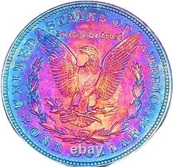 1921-D AU+ Rainbow Toned Morgan Silver Dollar Spectacular Colors AT 63