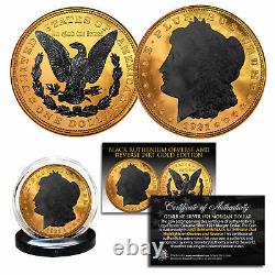 1921 Genuine AU Morgan Silver Dollar REVERSE Black Ruthenium & 24K Gold Edition