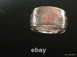 1921 Morgan Silver Dollar Coin Ring sizes 9-14 (handmade)