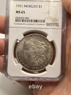 1921 Morgan Silver Dollar Ngc Ms65! Rare