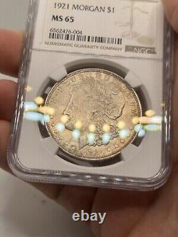 1921 Morgan Silver Dollar Ngc Ms65! Rare