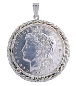 1921 Morgan Silver Dollar Silver Plated Rope Pendant Ebs6047/5124