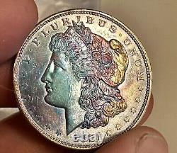 1921 morgan silver dollar toned Rainbow. Mrg04