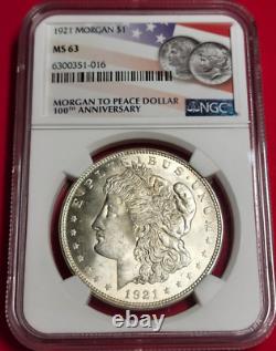1921-p Silver Morgan To Peace Dollar 100th Anniversary Ngc Ms63 Highest Grades
