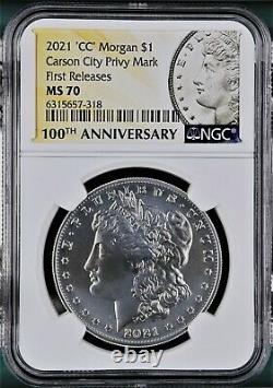 2021 CC Privy Mark Morgan Silver Dollar, Ngc Ms 70 First Releases, In Hand