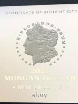 2021 Morgan Silver Dollar with New Orleans (O) Privy Mark 21XD Incl Box & COA