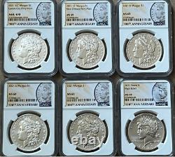 2021 Morgan Silver Dollars & Peace NGC 6 MS69 6 complete Set with COA Box