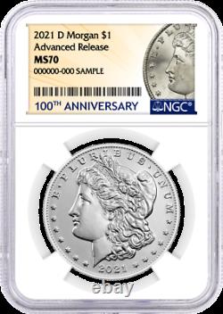 2021 Morgan and Peace Dollar 100th Anniv 6 Coin Set NGC MS70 Advanced Release