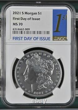 2021 Morgan and Peace Dollar 100th Anniv 6 Coin Set NGC MS70 First Day of Issue