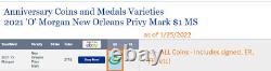 2021-O Morgan Silver Dollar 100th ANNIV New Orleans Privy NGC MS69 FR OGP