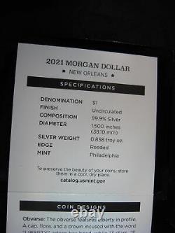 2021 Silver New Orleans Morgan O Dollar With Box/coa Low 175,000 Mintage