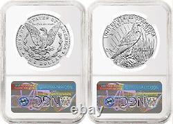 2 coin set 2023 morgan and peace silver dollar ngc ms 70 first releases pre-sale