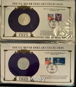 35 Coin Complete Morgan and Peace Dollar US Postal Commemorative Stamp, Date Set