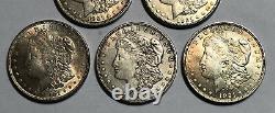 A Lot of 5 Circulated $1 1921 Morgan Silver Dollars, 2 Coins either S or D Mint