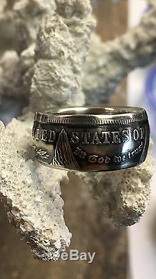 American History Quality 1921 Morgan Silver Dollar Hand Crafted Coin Ring