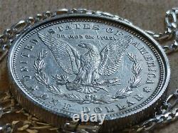Americana real 1879 Morgan Dollar Pendant on a 28 Sterling Silver Chain
