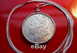 Antique Morgan 900 Silver Dollar Pendant on 30 925 Sterling Silver Snake Chain