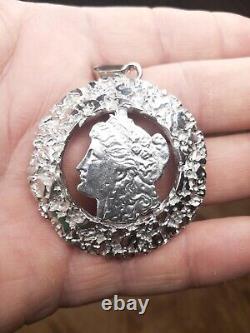 Antique One Of A Kind Morgan Silver Dollar Nuggetized Pendant Wow