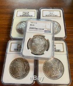 BULK Lot (5 Coins) MS65 1879-1904 Morgan Silver Dollar NGC/PCGS Set Collection