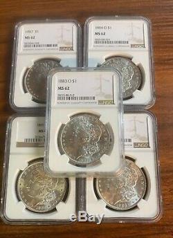 BULK Lot 5 Dif Coins MS62 1879-1904 Morgan Silver Dollar NGC/PCGS Set Collection