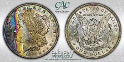 CACG MS65 CAC 1884-O Morgan Dollar Iridescent Bank Bag Color Rainbow Toned