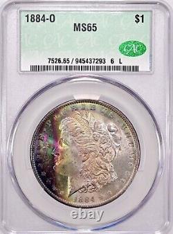 CACG MS65 CAC 1884-O Morgan Dollar Iridescent Bank Bag Color Rainbow Toned