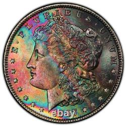 CAC 1887-P Morgan Dollar PCGS MS63 CAC Vibrant Rainbow Toned PCGS & In Hand Pics