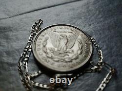 Genuine 1921 Morgan Silver Dollar. 925 Pendant on a 24.925 Italy Silver Chain