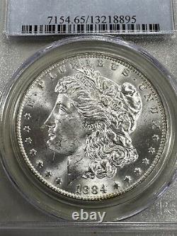 Hi Grade UNC PCGS Slab MS65 1884 O Morgan 90% Silver $1 Dollar Coin Blast White