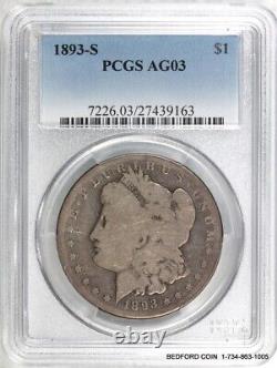 Key Date Pcgs Ag03 1893-s Morgan Silver Dollar About Good $1 Ag3 (bc63)