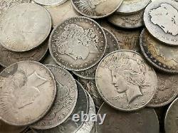 Lot Of (100) Morgan and Peace Silver Dollars Assorted Conditions U. S. Dollars