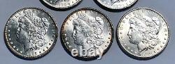 Lot of 5 BU 1878- 1904 $1 Morgan Silver Dolllars, Pre 1921, Mixed Dates & Mints