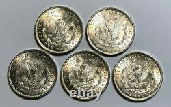 Lot of 5 BU 1921-P $1 Morgan Silver Dollars, Coins are 100 Years Old