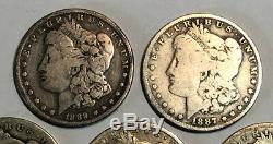 Lot of 5 Cull 1878-1904 $1 Morgan Silver Dollars, Pre 1921, 5 Coins, Mixed Dates
