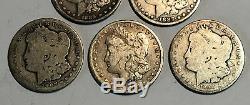 Lot of 5 Cull 1878-1904 $1 Morgan Silver Dollars, Pre 1921, 5 Coins, Mixed Dates