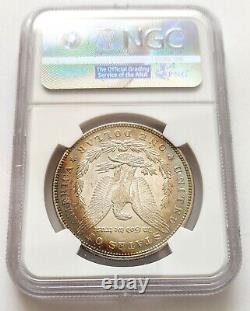 MS64 1885 Morgan Silver Dollar Beautiful Rainbow Toning NGC