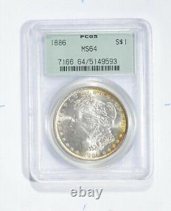MS64 1886 Morgan Silver Dollar Graded PCGS 1821