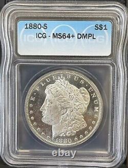 MS64+ DMPL 1880-S Silver Morgan Dollar ICG DEEP MIRROR PROOF LIKE Looks GEM RARE